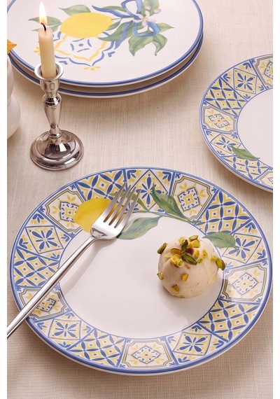 Limon Bliss Ege Pasta Tabağı 4'lü Pasta & Sunum Tabağı 20 Cm Çok Renkli