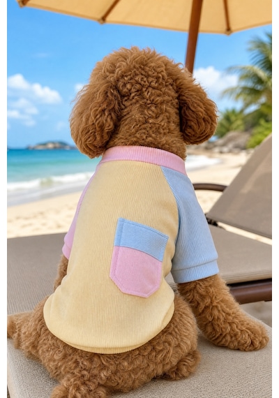 Soft Sun Köpek Tişörtü Cepli Şeker Renkli Yazlık Köpek Kıyafeti Küçük Irklar İçin