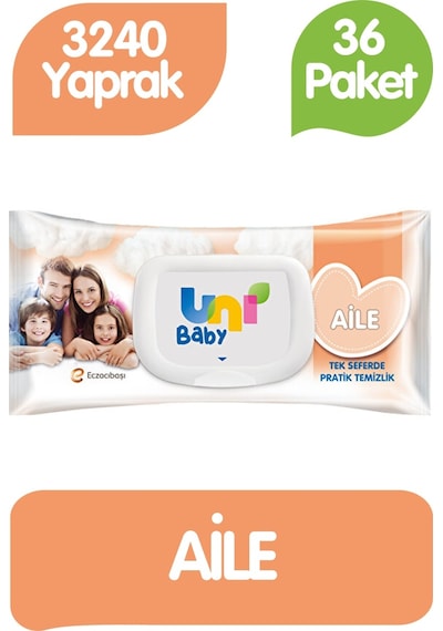 Uni Baby Aile Islak Havlu Mendil 90x36 3240 Yaprak