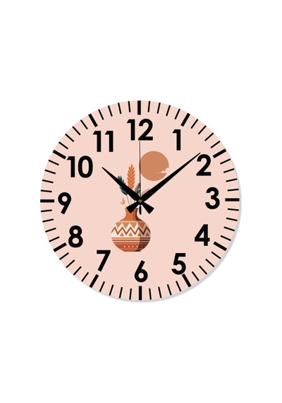 Çiçek Desenli Dekoratif Türkçe Rakamlı Uv Baskılı Duvar Saati Sessiz Akar Mekanizma Metal Akrep Pembe