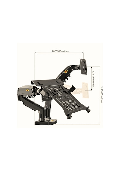 Triline Nb F160+fp Gazlı Çift Kol North Bayou 17-30"monitör 10"-17" Dizüstü Bilgisayar Vesa Monitör Standı
