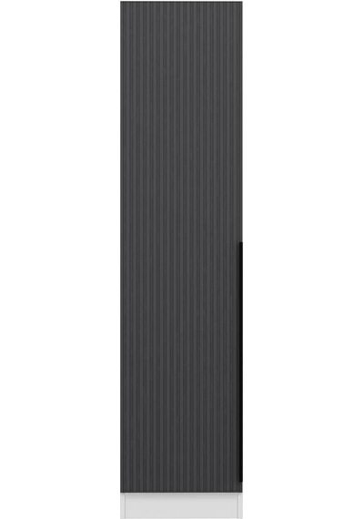 Minar Kale 1 Kapaklı Raflı Dolap Beyaz - Antrasit Çizgili Mebran 190cm Çok Renkli