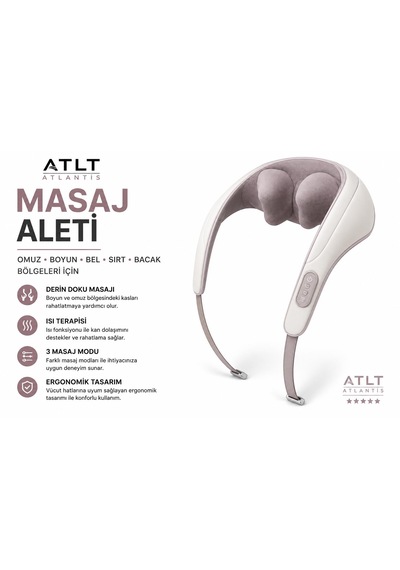 Masaj Aleti Isıtmalı Titreşimli Omuz Boyun Bel Sırt Bacak Kalf 3 Masaj Modu Isı Terapisi 1200 Mah Taşınabilir Şarjlı Masaj Cihazı 1.4 Kg