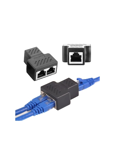 Ethernet Kablosu Adaptörü, Ethernet Rj45 To 2x Çoklayıcı Dişi Splitter Adaptör, Yüksek Hızlı Rj45 Çoğaltıcı