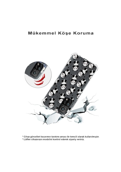 Xiaomi Mi 12 Pro Uyumlu Köşe Korumalı Antişok Kapak Panda Tasarımlı Şeffaf Kılıf