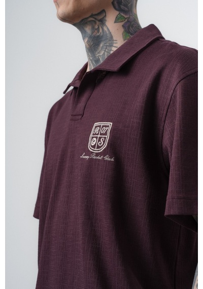 Erkek Rocket Club Yazılı Regular Fit T-shirt Şort Takım Bordo