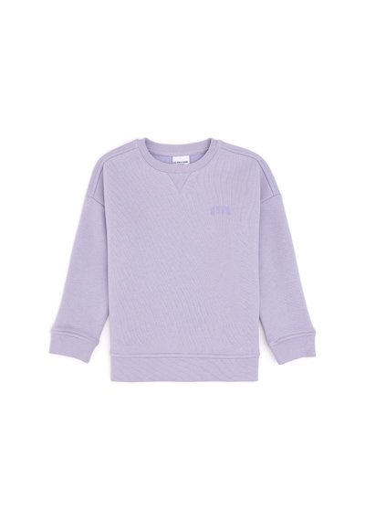 U.S. Polo Assn. Kız Çocuk Lila Şardonlu Bisiklet Yaka Basic Sweatshirt 50297451-VR034