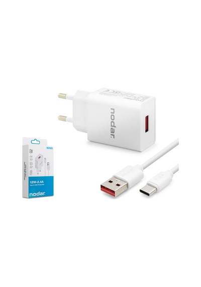 Nodar Nd1005 Type-c Hızlı Şarj Seti 12w 2.4a Usb Adaptörlü - Beyaz