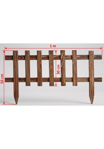 Ahşap Bahçe Çiti, 1m X 50cm, Kahverengi Rustik Görünüm