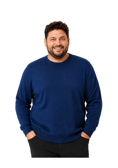Battalmoda Erkek Büyük Beden İndigo Bisiklet Yaka Pamuklu Kazak 3xl-4xl-5xl-6xl