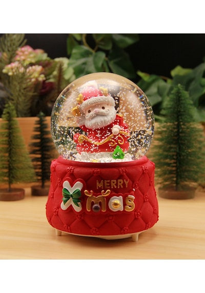 Yılbaşı Noel Babalı Kar Küresi Christmas Işıklı, Müzikli Ve Kar Motorlu Mega Boy Kar Küresi Premium