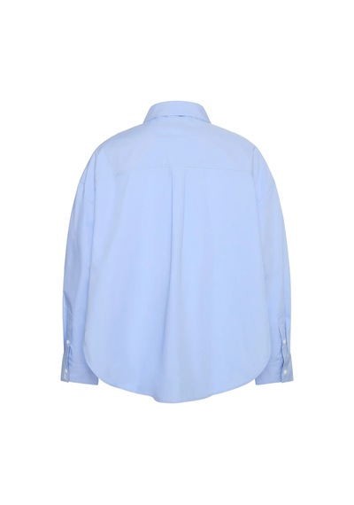 Calvin Klein Crisp Poplin Oversized Cropped S Kadın Mavi Gömlek