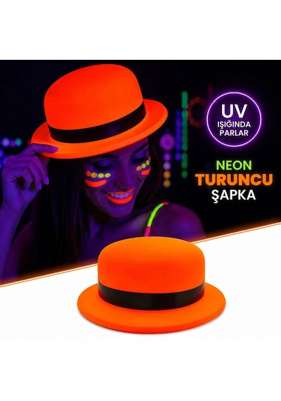 Neon Turuncu Uv Parti Şapkası Plastik "