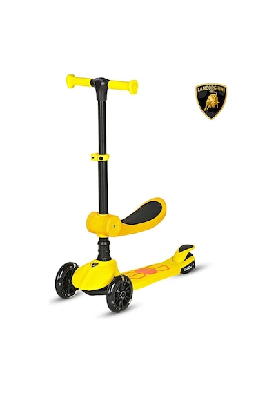 L5-2ın1-y Lamborghını Lisanslı Katlanır Oturaklı Işıklı Scooter Sarı Çok Renkli