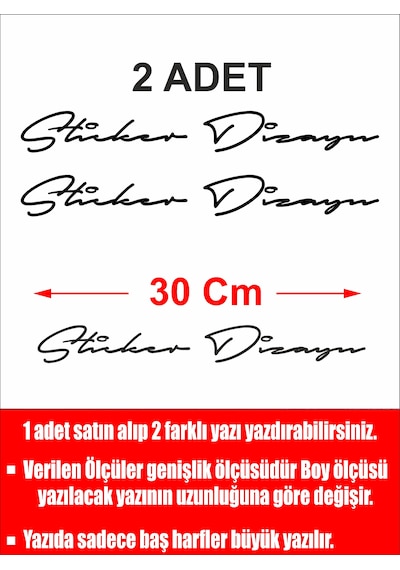 Kişiye Özel 2 Adet Isim Soyisim Yazılacak Yazı Sticker El Yazısı Isim Oto Araba Motosiklet Karavan Sticker 00028 30 Cm