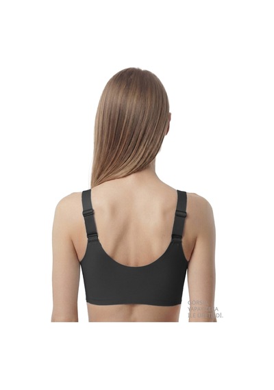 Cottonill Seamless Bra - Larevia Siyah Lazer Kesim Önden Düğmeli Tül Detaylı Kadın Sütyen