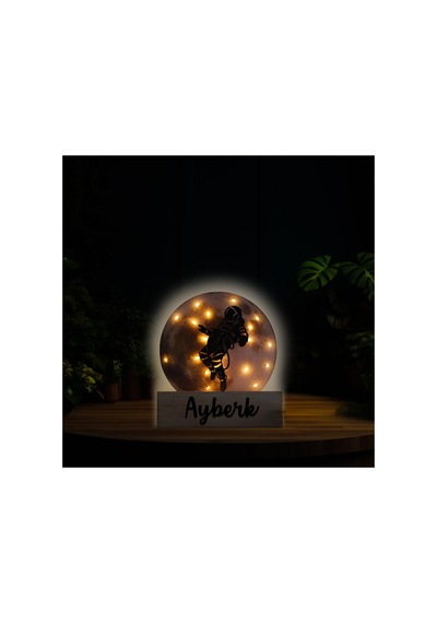 Led Işıklı Pleksi Dolunay Kişiselleştirilebilir Dekoratif Biblo Space Astronot Anahtar Askılığı Sarı - 737200937 Sarı