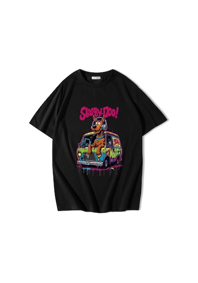 Brz Collectıon Brz Collection Unisex Oversize Scooby Doo T-shirt Siyah