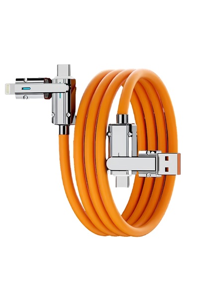 6019 Usb Type C Lightning 4 İn 1 Hızlı Şarj Data Kablosu Çevirici Dönüştürücü Adaptör 120w 1m