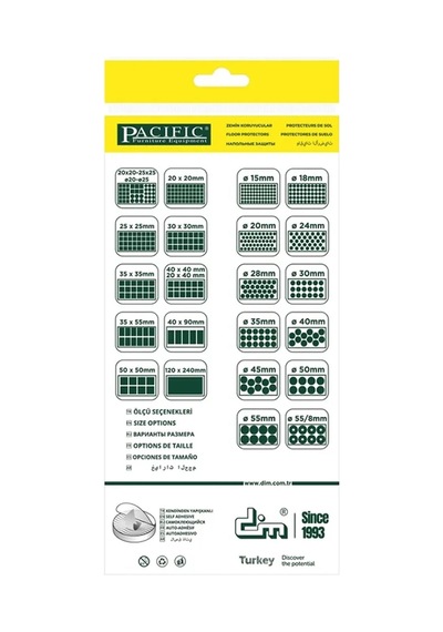 Cateksss Pacific Yuvarlak Yapışkanlı Sandalye Koltuk Mobilya Ayak Keçesi Felt 45 Mm Siyah - 6 Lı Paket