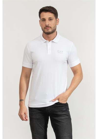 Ea7 Polo Yaka Beyaz T-shirt Whıte/sılver