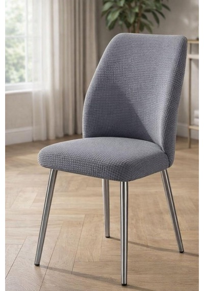 Oval Sandalye Kılıfı Büyük Oval Likralı Yıkanabilir Streç Lastikli Sandalye Örtüsü Krem Rengi Koyu Gri Diğer