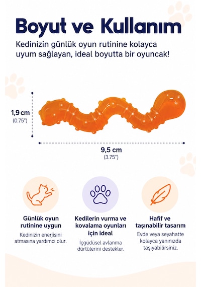 Petstages Orka Cat Wiggle Worm Renkli Solucan Şeklinde Catnipli Kedi Çiğneme Oyuncağı