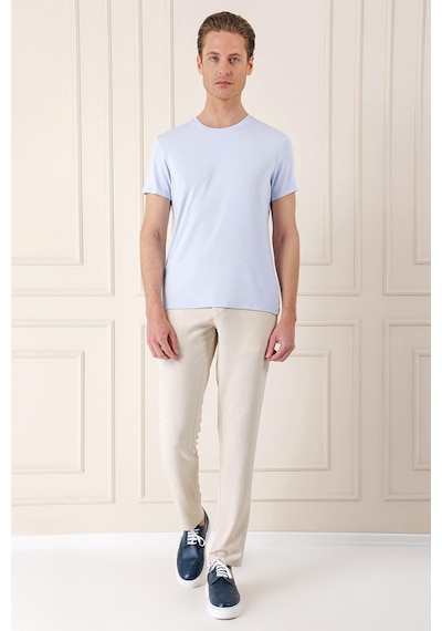 Efor Slim Fit Bisiklet Yaka Düz Pamuklu Buz Mavi Tişört Ts 823 Buz Mavi