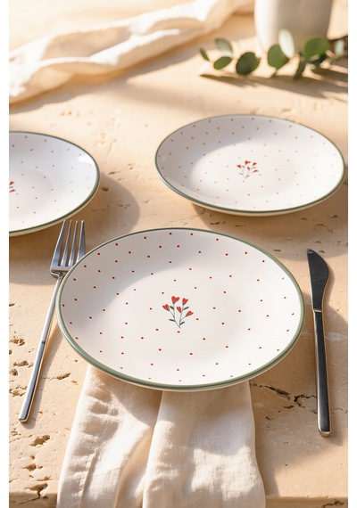 Keramika Red Bloom Pasta Tabağı 20 Cm 4 Adet 23974 Çok Renkli