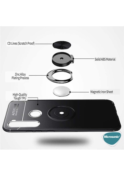 Microsonic Xiaomi Redmi Note 8T Kılıf Kickstand Ring Holder