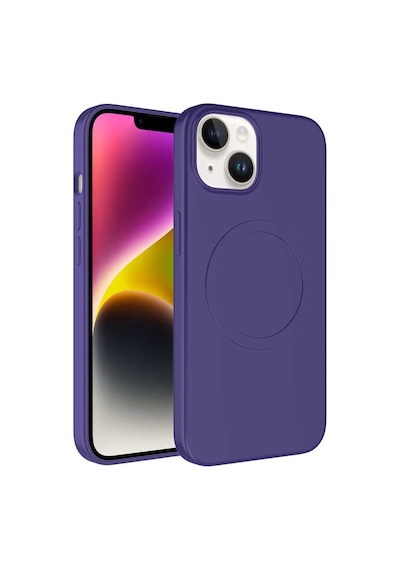 Lexroo İphone 13 Kılıf M-safe Wireless Şarj Özellikli Pastel Renk Silikon Plas Kılıf - Lila