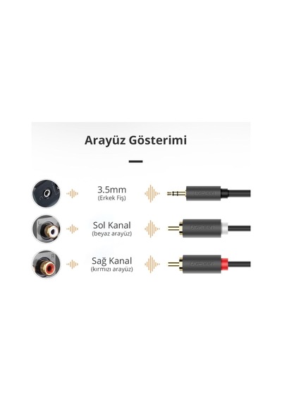 3.5mm Aux Rca Ses Kablosu, 1.5 Metre Belirtilmemiş