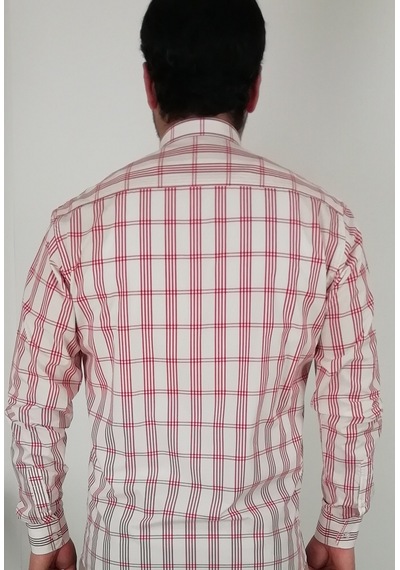 Tousus Slim Fit Ekose Bordo Erkek Gömlek Slm-5028-tss