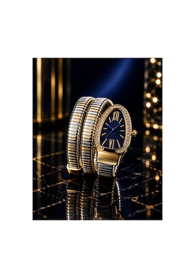Yılan Model Kadın Kol Saati Her Bileğe Uyumludur Lacivert - 288676467 Rose Gold