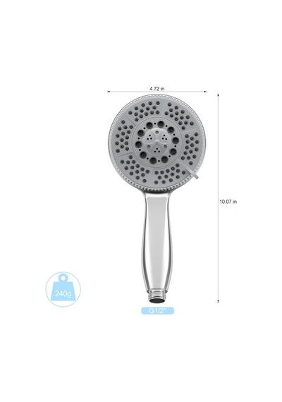 Elvis 5 Fonksiyonlu Banyo Duş Başlığı Ergonomik Su Tasarruflu Banyo Duş Telefon Krom
