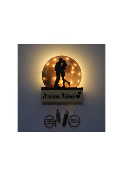 Led Işıklı Pleksi Dolunay Kişiselleştirilebilir Biblo Ametist Öpüşen Sevgili Anahtar Askılığı Sarı - 737347088 Sarı