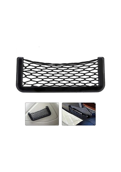 Araba İçin File Ceplik Araç İçi File Çep Organizer Siyah 20x8cm