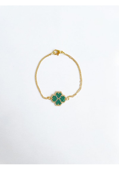 Nevoaccessory Yeşil Yonca Miyuki Charm Bileklik Yeşil