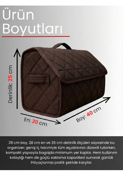 Araç Bagaj Düzenleyici Organizer Tay Tüyü Kaymaz Cırt Bantlı Geniş Hacimli Çanta A10