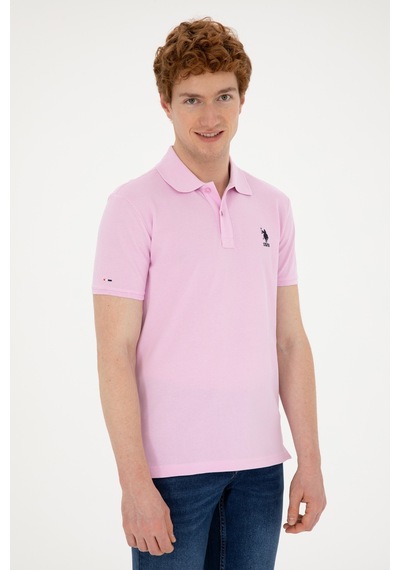 U.S. Polo Assn. Erkek Slim Fit Polo Yaka Pembe Basic Tişört 50279613-VR041