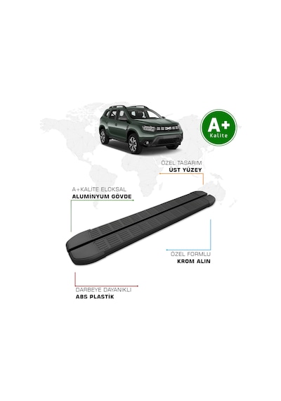 Dacia Duster Yan Basamak 2018 2023 Model S-line Siyah