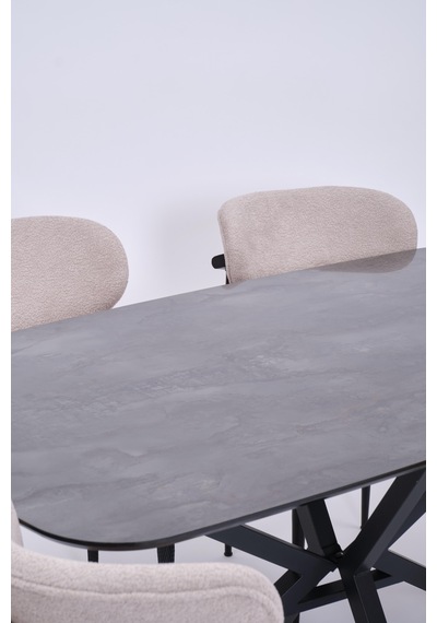 Çapraz Polo Demir High Gloss Yemek Masa Sandalye Takımı 90x160 Siyah