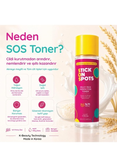 Sos Milky Rice Perfector Toner 250 Ml - Işıltı Veren %71 Pirinç Özlü Tonik