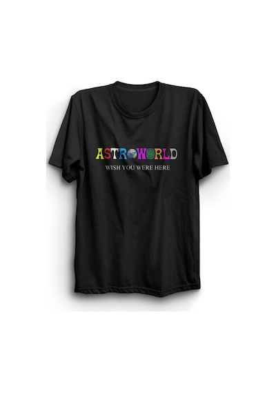 Travis Scott Astroworld Baskılı Tshirt SIYAH