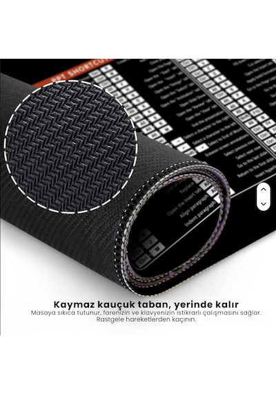 Mousepad 90x40 Xxl Büyük Boy Türkçe Klavye Kısayolları Mousepad Word Excel Powerpoint Office Gaming 90cm X 40cm
