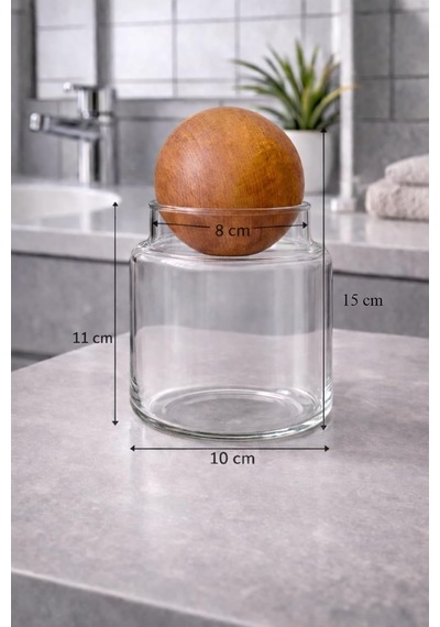 Pureglass 500 Ml 3'lü Ahşap Top Kapaklı Cam Kavanoz Seti, Çay Kahve Şeker Saklama Muk-20-002 Diğer