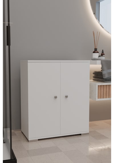 Şelale 3 Bölmeli Banyo Dolabı Deterjan Dolabı Banyo Rafı Beyaz Beyaz