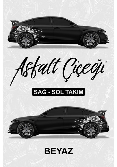 Asfalt Çiçeği Kaplama Sticker Beyaz - 852822446
