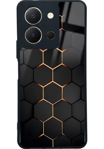 Vivo Y36 Yellow Carbon Tasarımlı Glossy Telefon Kılıfı Çok Renkli