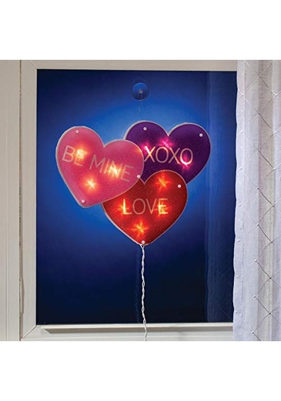 Işıklı Sevgililer Günü Kalp - Be Mine Xoxo Aşk Pencere Parıltılı Dekorasyon Diğer